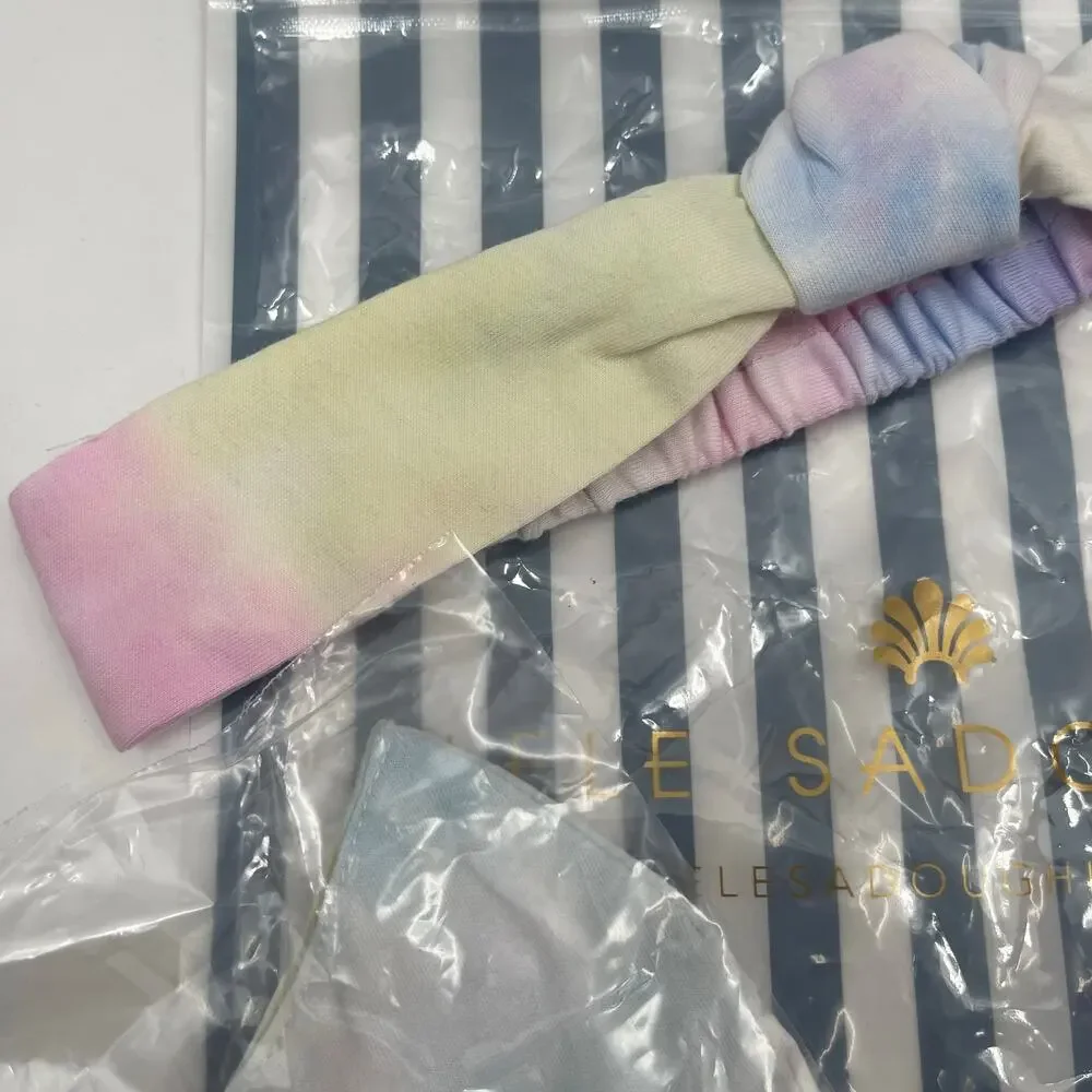 LELE SADOUGHI Headband and Face Mask Set Ombre Watercolor NWT Designer Luxury
